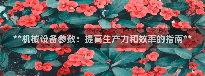 金年会app官方网站：**机械设备参数：提高生产力和效率的指南**