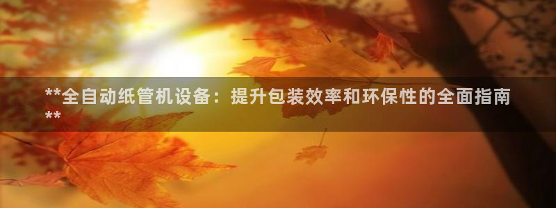 金年会体育APP官方网站：**全自动纸管机设备：提升包装效率和环保性的全面指南
**
