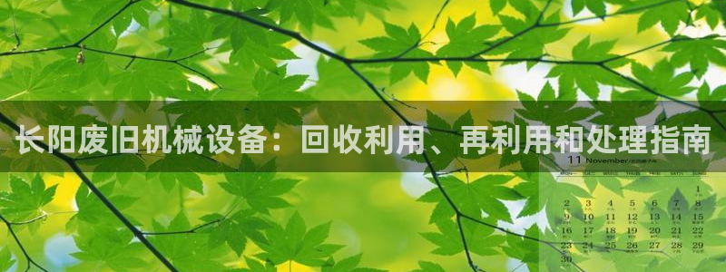金年会网页版在线登录官网下载：长阳废旧机械设备：回收利用、再利用和处理指南